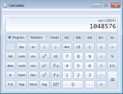 Calculator 1024 Squared